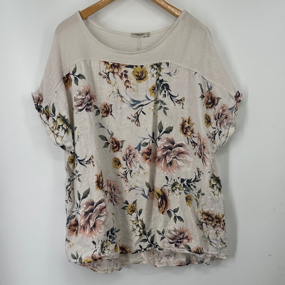 Floral Beige Blouse with Elegant Design